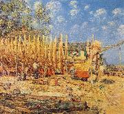 Childe Hassam Building a Schooner, Provincetown oil painting on canvas
